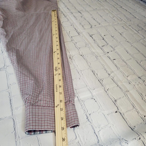 Egara Button Up Shirt Non-Iron Classic Fit Red Check Men's 4XL Cotton - Picture 7 of 8